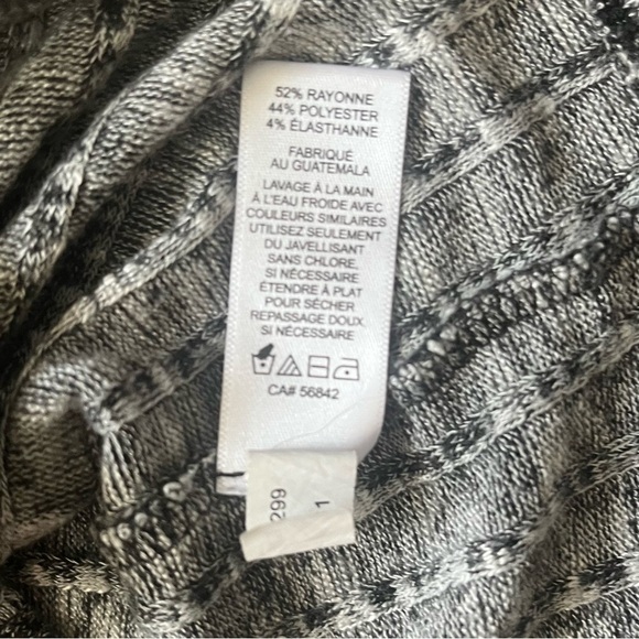 Express OneEleven tight knit top gray white marble V neck long sleeves Women M - Picture 8 of 12